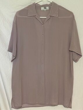 Arnold Zimberg Luxury 100% Silk Short Sleeve Shirt Lilac Minimalist Luxury